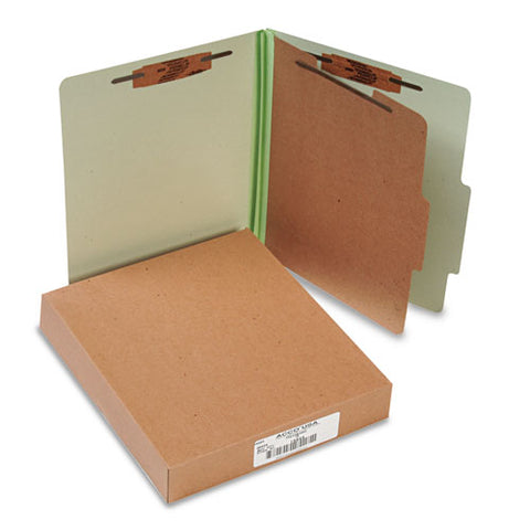 ACCO - Pressboard 25-Pt. Classification Folder, Letter,4-Section, Leaf Green, 10/Box, Sold as 1 BX