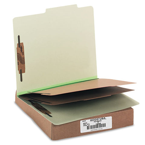 ACCO - Pressboard 25-Pt. Classification Folder, Letter, Six-Section, Leaf Green, 10/Box, Sold as 1 BX