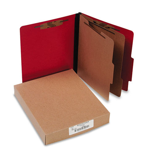 ACCO - Presstex Classification Folders, Letter, Six-Section, Executive Red, 10/Box, Sold as 1 BX