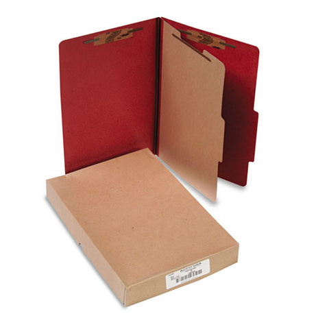 ACCO - Pressboard 25-Pt. Classification Folder, Legal, Four-Section, Earth Red, 10/Box, Sold as 1 BX