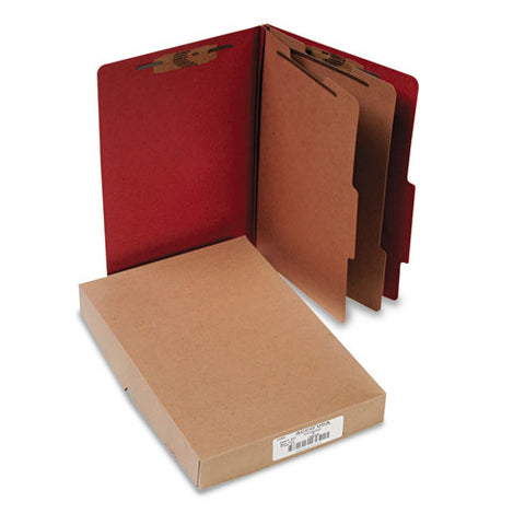 ACCO - Pressboard 25-Pt. Classification Folder, Legal, Six-Section, Earth Red, 10/Box, Sold as 1 BX