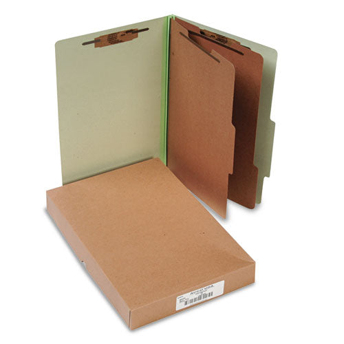 ACCO - Pressboard 25-Pt. Classification Folders, Legal, Six-Section, Leaf Green, 10/Box, Sold as 1 BX