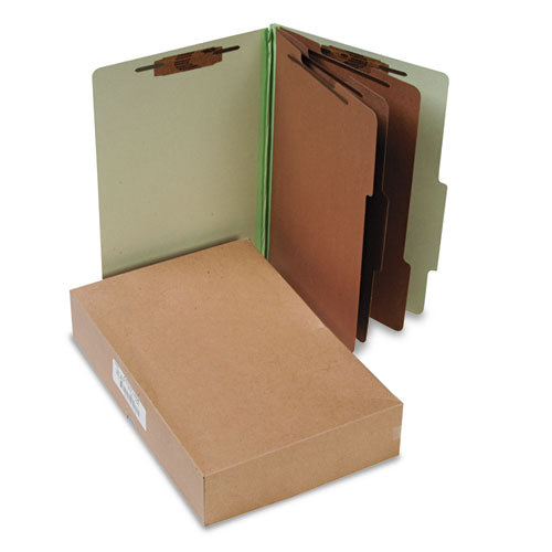 ACCO - Pressboard 25-Pt. Classification Folders, Legal, 8-Section, Leaf Green, 10/Box, Sold as 1 BX