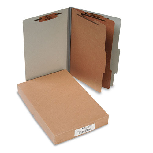 ACCO - Pressboard 25-Pt. Classification Folders, Legal, Six-Section, Mist Gray, 10/Box, Sold as 1 BX
