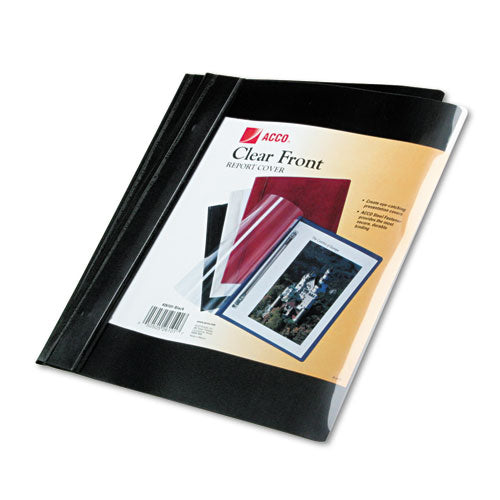 ACCO - Vinyl Report Cover, Prong Clip, Letter, 1/2-inch Capacity, Clear Cover/Black Back, Sold as 1 PK