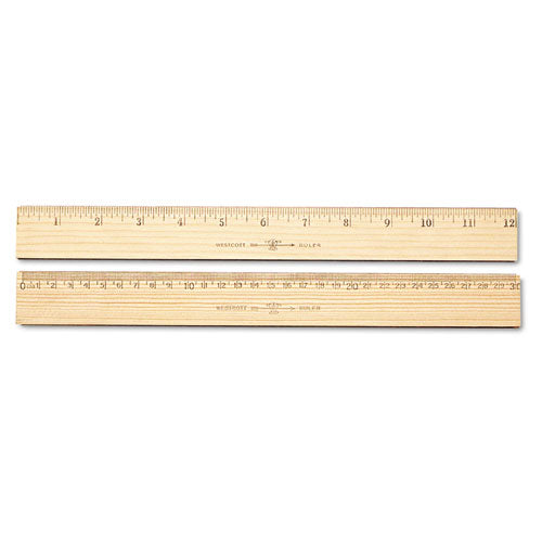 Westcott - Budget Metric Wood Ruler, Single Metal Edge, 12-inch, Clear Lacquer Finish, Sold as 1 EA