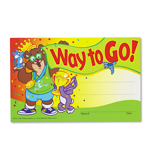 TREND - Recognition Awards, Way to Go!, 8-1/2w x 5-1/2h, 30/Pack, Sold as 1 PK