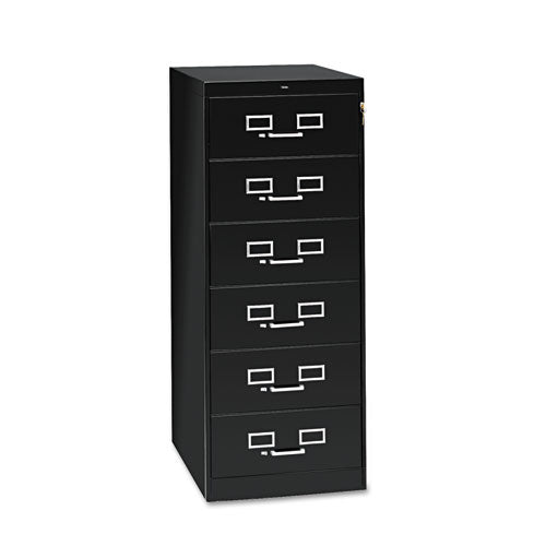 Tennsco - 6-Drawer Multimedia Cabinet For 6 x 9 Cards, 21-1/4w x 52h, Black, Sold as 1 EA