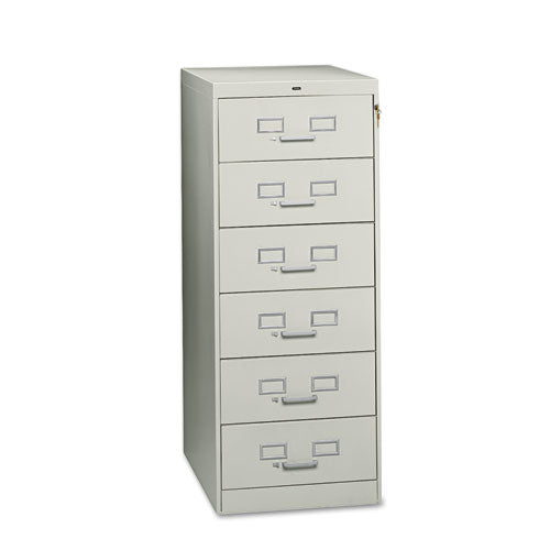 Tennsco - 6-Drawer Multimedia Cabinet For 6 x 9 Cards, 21-1/4w x 52h, Light Gray, Sold as 1 EA