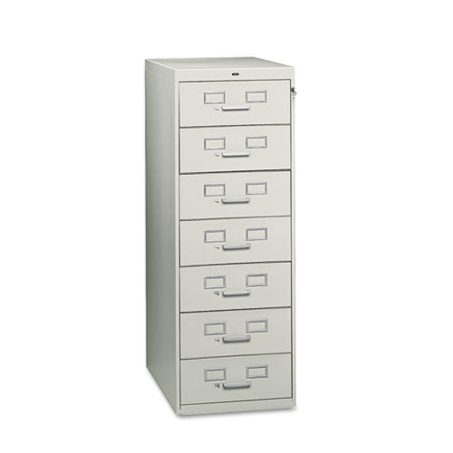 Tennsco - 7-Drawer Multimedia Cabinet For 5 x 8 Cards, 19-1/8w x 52h, Light Gray, Sold as 1 EA