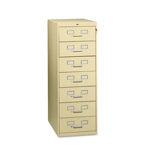 Tennsco - 7-Drawer Multimedia Cabinet For 5 x 8 Cards, 19-1/8w x 52h, Putty, Sold as 1 EA