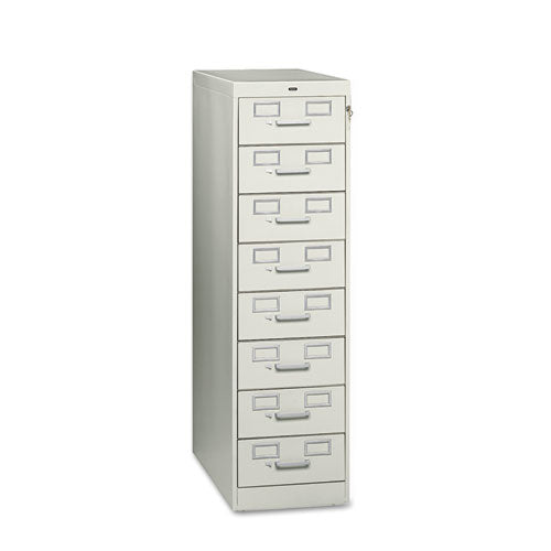 Tennsco - 8-Drawer File Cabinet For 3 x 5 & 4 x 6 Card, 15w x 52h, Light Gray, Sold as 1 EA
