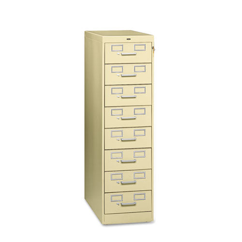 Tennsco - 8-Drawer File Cabinet For 3 x 5 & 4 x 6 Card, 15w x 52h, Putty, Sold as 1 EA