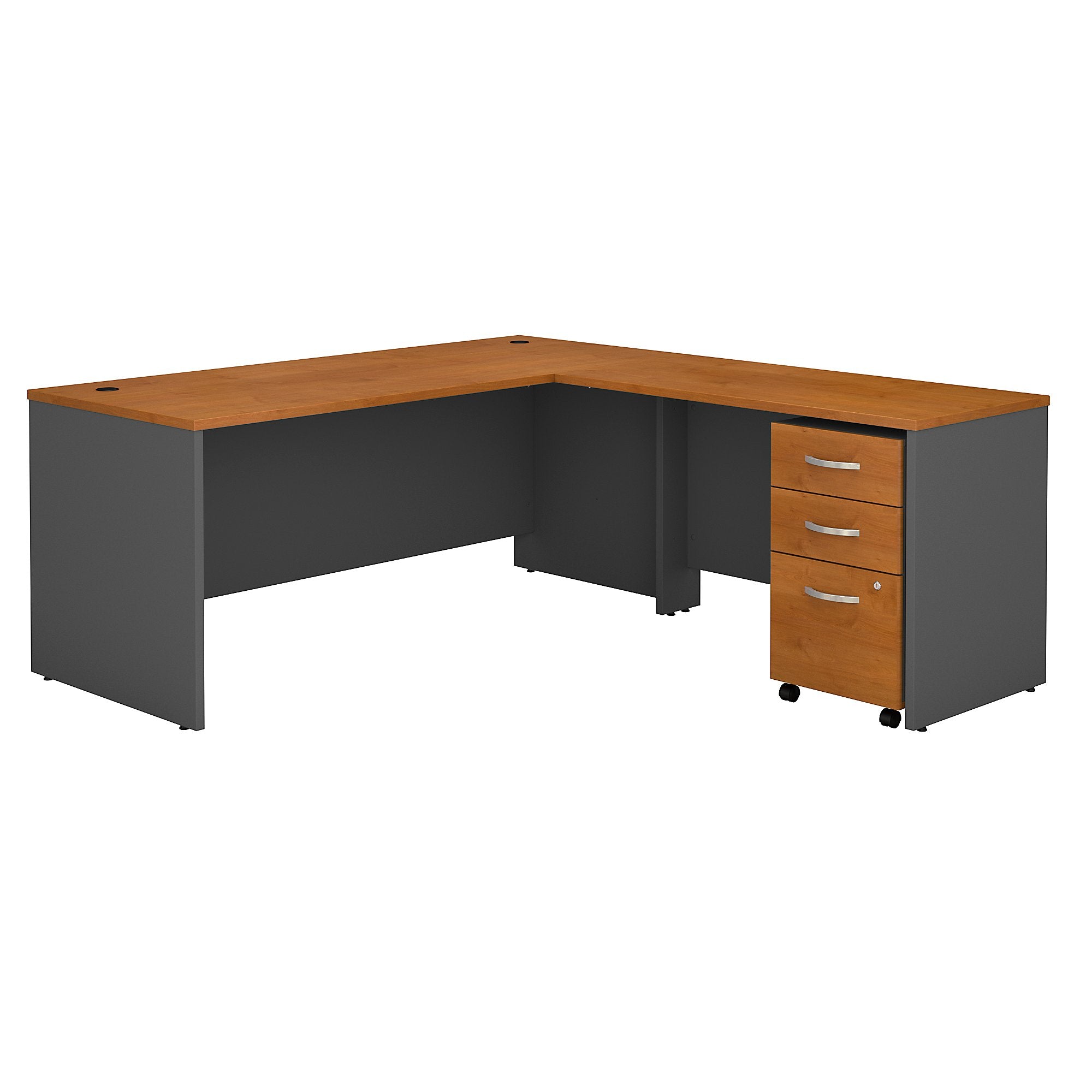 Bush Business Furniture Series C 72W L Shaped Desk with 48W Return and Mobile File Cabinet - Natural Cherry/Graphite Gray - 1