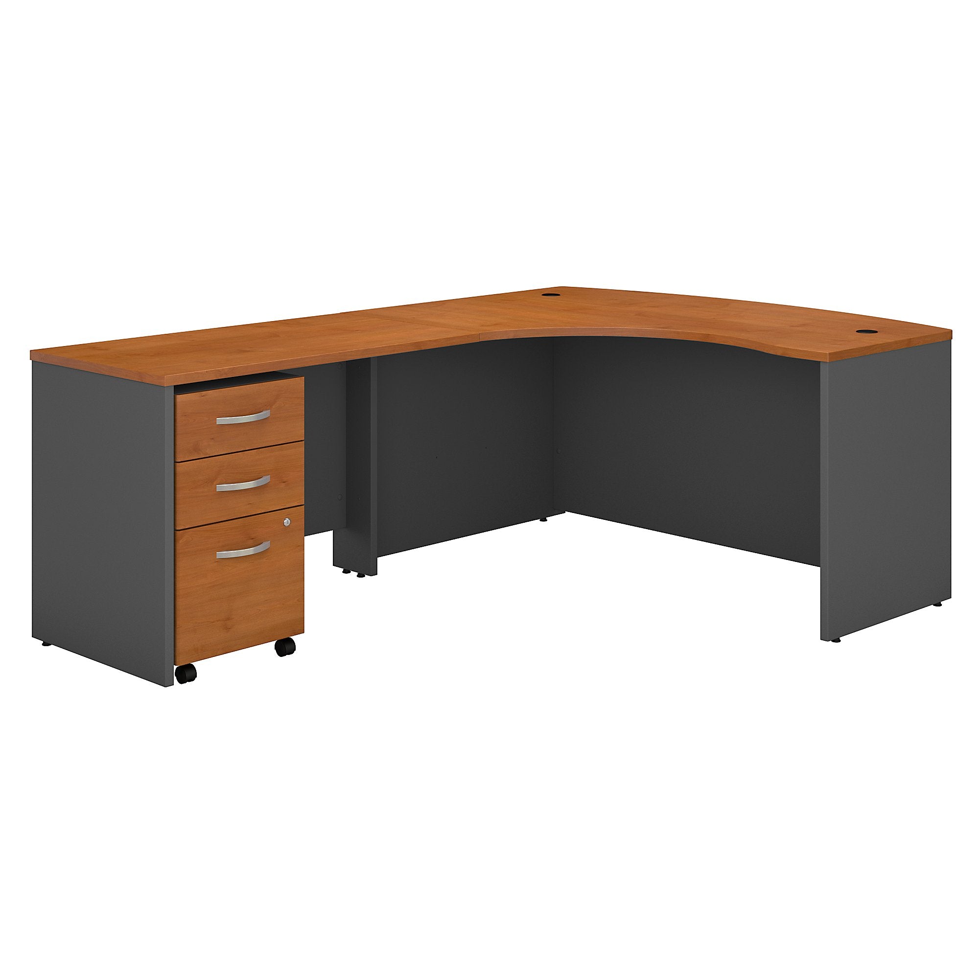 Bush Business Furniture Series C Left Handed L Shaped Desk with Mobile File Cabinet - Natural Cherry/Graphite Gray
