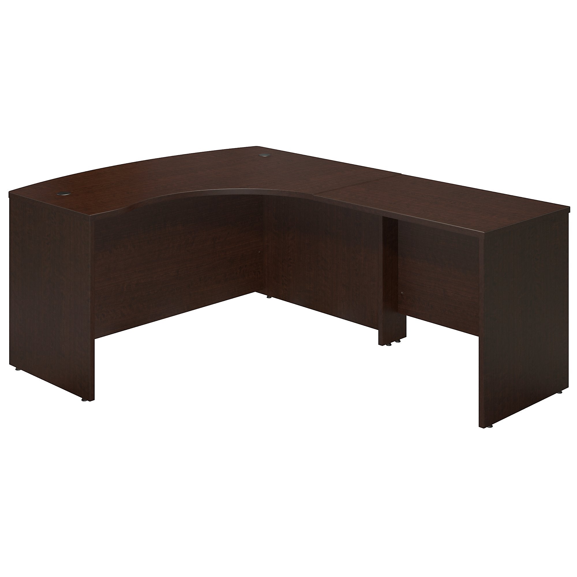 Bush Business Furniture Series C Elite 60W x 43D Right Handed Bow Front L Shaped Desk with 36W Return - Mocha Cherry - 1